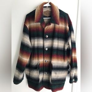 VINTAGE- Woolrich Blanket Jacket Wool Blend- Western Rancher Jacket- US Size XL
